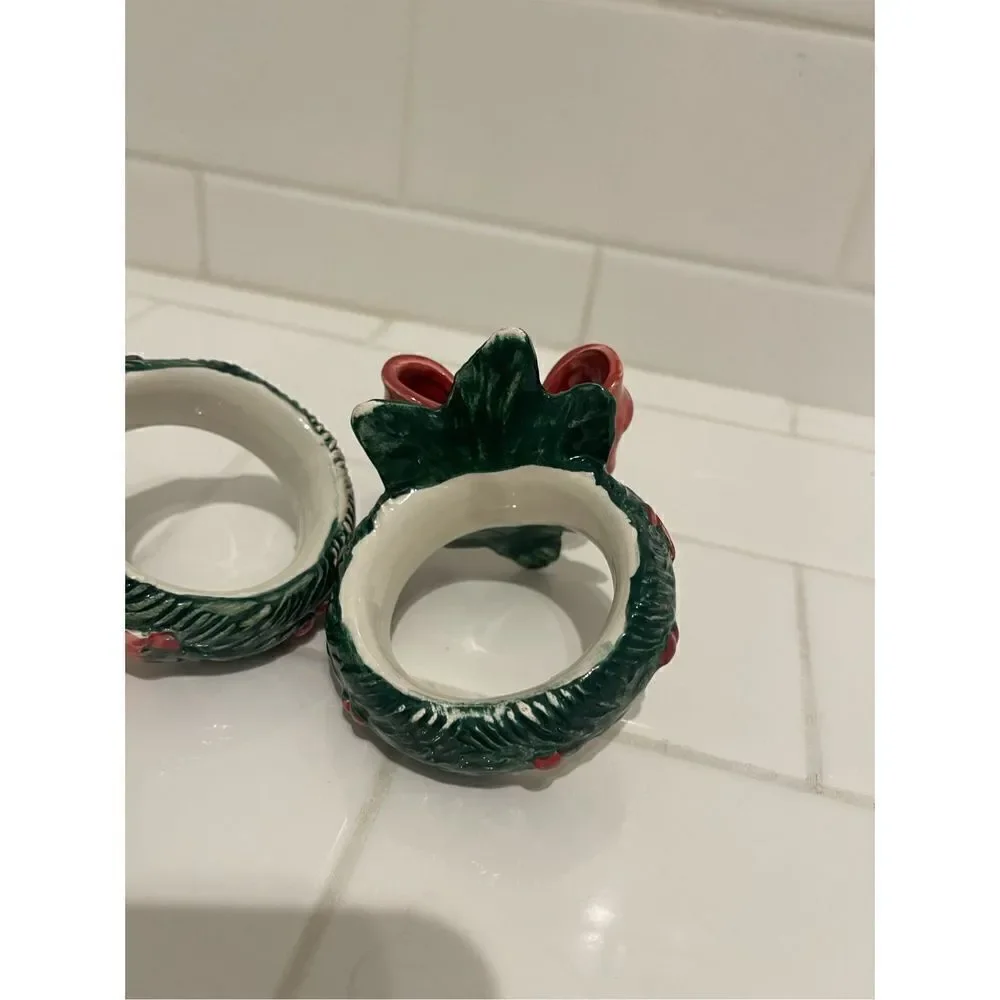 Vintage Fitz & Floyd Ceramic Holiday Napkin Rings